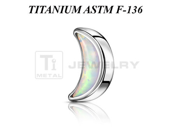 Накрутка из титана Ti Metal полумесяц с опалом