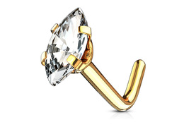 Нострил золотой со стразом "маркиз"