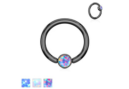 Кольцо чёрное с опалом