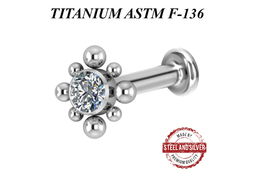 Лабрет из титана с кластером Premium Crystals