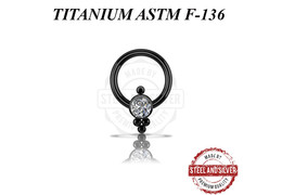 Кольцо из титана Steel and Silver черное с Premium Zirconia