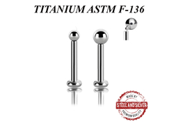 Лабрет из титана Steel and Silver с внутренней резьбой