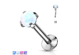 Безрезьбовой лабрет с опалом