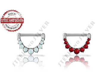 Кликер для груди Steel and Silver с опалами