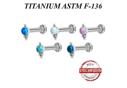 Лабрет из титана Steel and Silver с опалом Лабрет из титана Steel and Silver с опалом