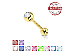 Штанга для языка Steel and Silver с золотым покрытием