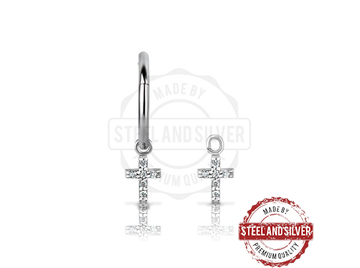 Подвеска Steel and Silver крест из цирконов