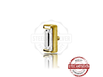 Накрутка Steel and Silver с золотым покрытием и цирконом "багет"