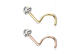 Нострил со стразом "сердце" и золотым покрытием Нострил со стразом "сердце" и золотым покрытием