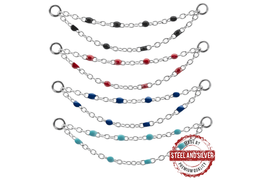 Двойная цепочка для пирсинга Steel and Silver со вставками