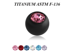Шарик из титана с чёрным покрытием и стразом Шарик из титана с чёрным покрытием и стразом
