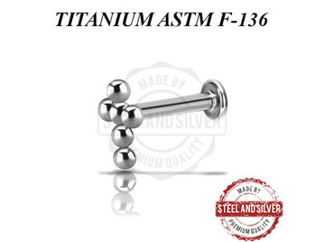 Лабрет из титана Steel and Silver крест