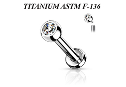 Лабрет из титана Ti Metal с внутренней резьбой со стразом